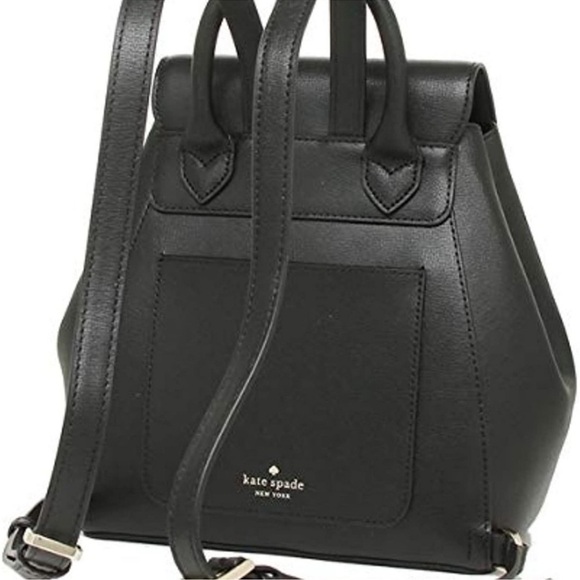 Kate Spade Adel Medium Flap Backpack in Black Leather Style #wkru6412 Like New main image 4